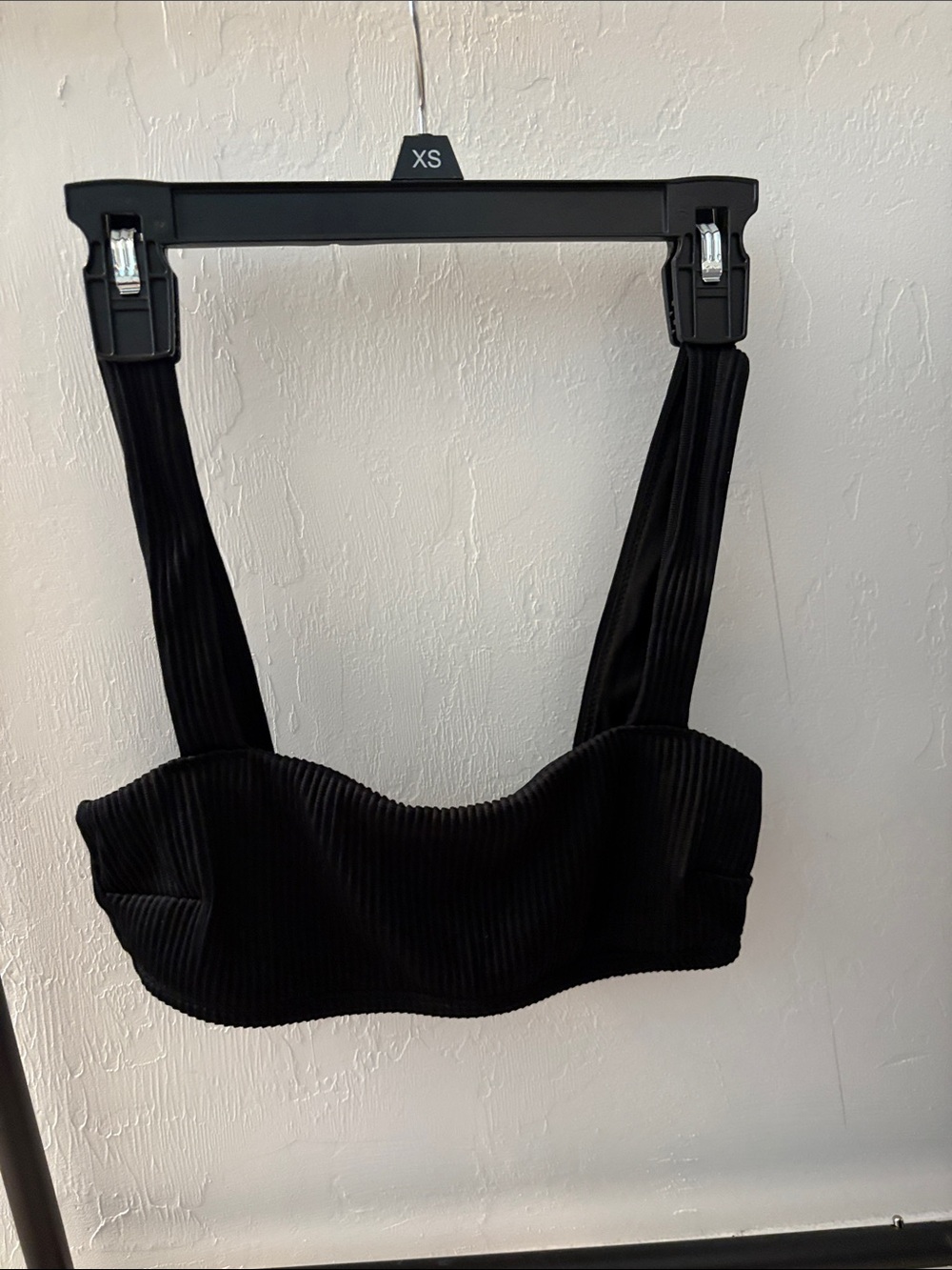 Hollister Black Ribbed Bikini Top with Wide Straps